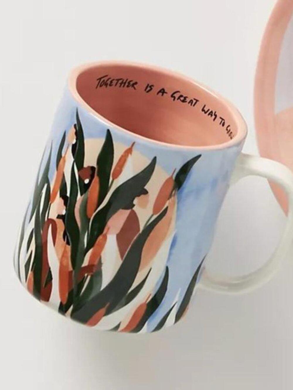 Anthropologie Happiness Blooms Mug Cattail